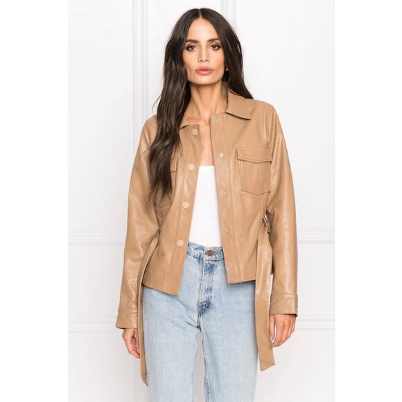 Lamarque Jackets & Blazers - Anthropologie Lamarque Cherice Leather Mini Trench Jacket Sesame Large NWT